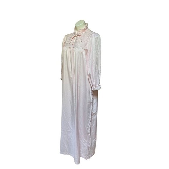Vintage 80s Pink Nightgown Cottagecore Dress Ruffle Large - Picture 4 of 8